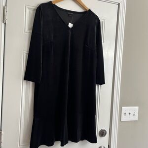 NWT J Jill Wearever Collection Womens Velvet Dress Size Large Black V-Neck